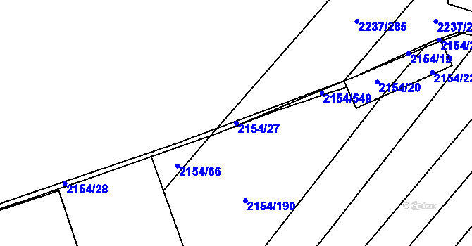 Parcela st. 2154/27 v KÚ Rajhrad, Katastrální mapa