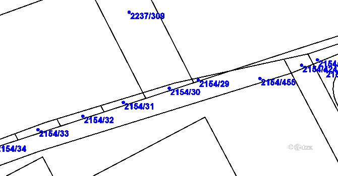 Parcela st. 2154/30 v KÚ Rajhrad, Katastrální mapa