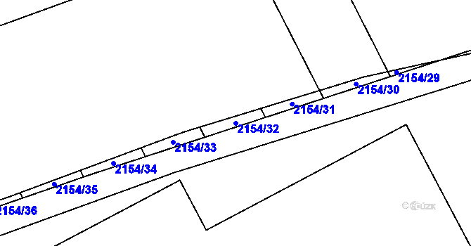 Parcela st. 2154/32 v KÚ Rajhrad, Katastrální mapa