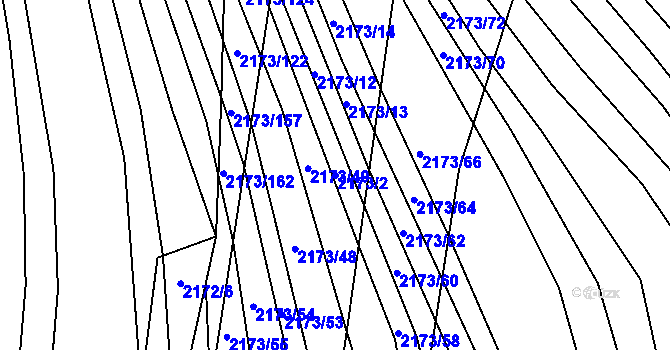 Parcela st. 2173/2 v KÚ Rajhrad, Katastrální mapa