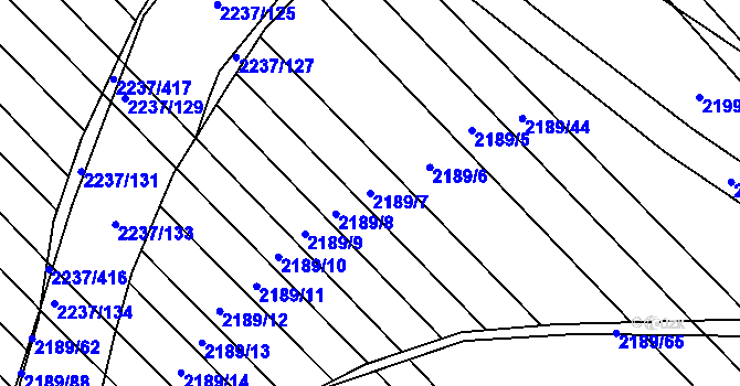 Parcela st. 2189/7 v KÚ Rajhrad, Katastrální mapa