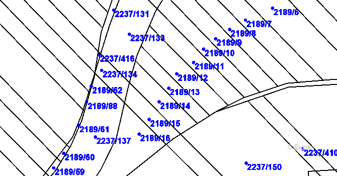 Parcela st. 2189/13 v KÚ Rajhrad, Katastrální mapa