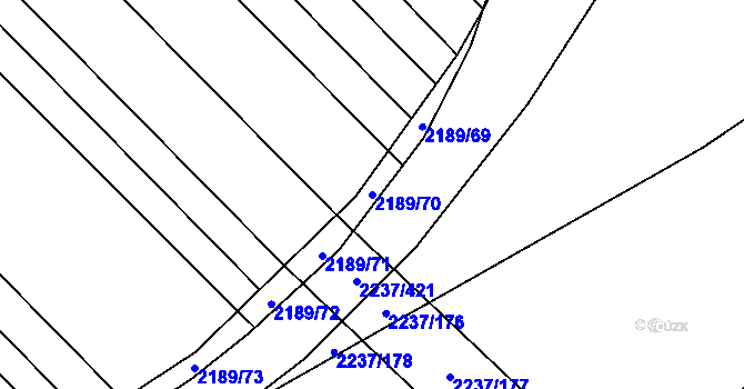 Parcela st. 2189/70 v KÚ Rajhrad, Katastrální mapa