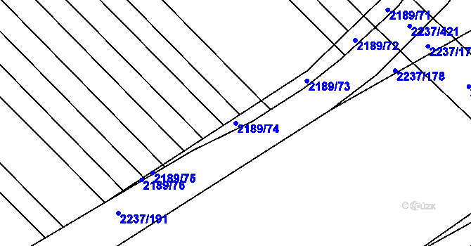 Parcela st. 2189/74 v KÚ Rajhrad, Katastrální mapa