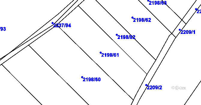 Parcela st. 2198/61 v KÚ Rajhrad, Katastrální mapa
