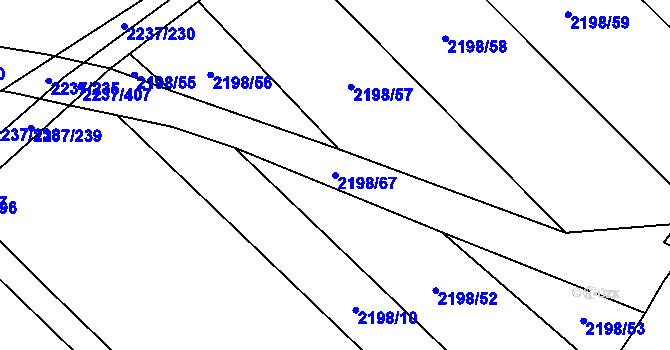 Parcela st. 2198/67 v KÚ Rajhrad, Katastrální mapa