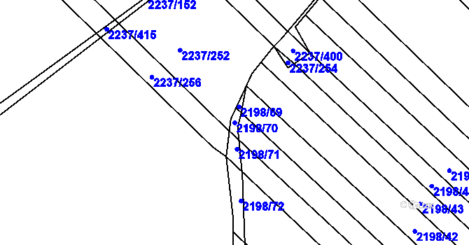 Parcela st. 2198/70 v KÚ Rajhrad, Katastrální mapa