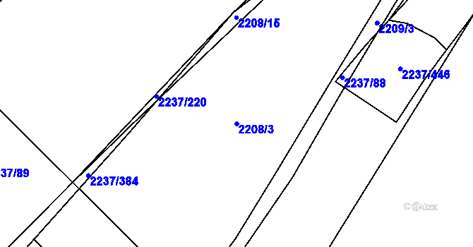Parcela st. 2208/3 v KÚ Rajhrad, Katastrální mapa