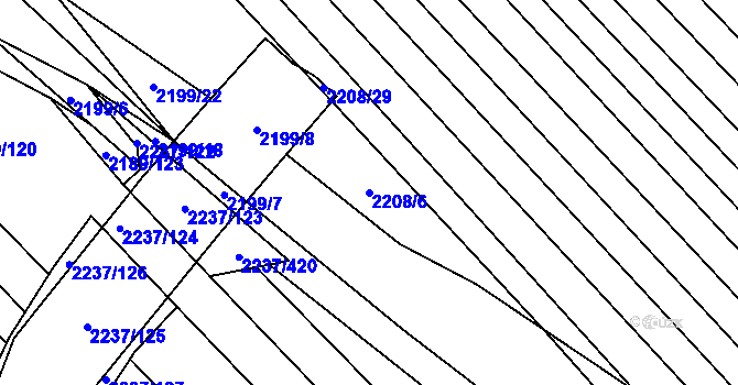 Parcela st. 2208/6 v KÚ Rajhrad, Katastrální mapa