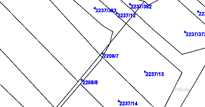 Parcela st. 2208/7 v KÚ Rajhrad, Katastrální mapa