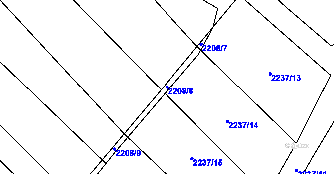 Parcela st. 2208/8 v KÚ Rajhrad, Katastrální mapa