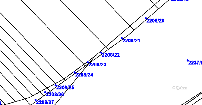 Parcela st. 2208/22 v KÚ Rajhrad, Katastrální mapa
