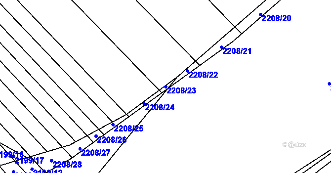 Parcela st. 2208/23 v KÚ Rajhrad, Katastrální mapa