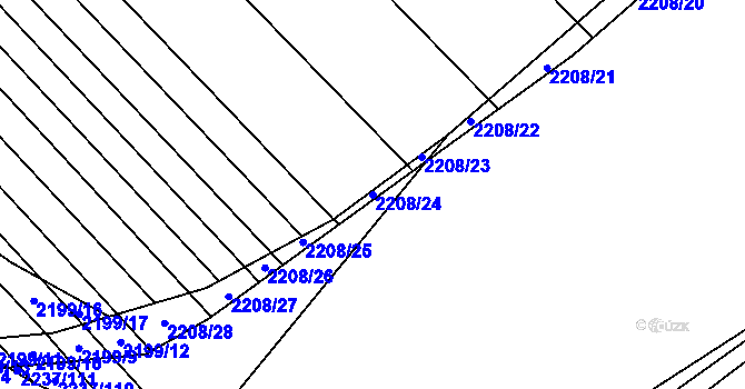 Parcela st. 2208/24 v KÚ Rajhrad, Katastrální mapa