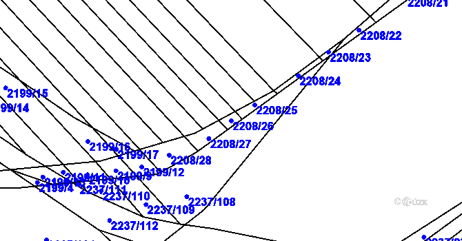 Parcela st. 2208/26 v KÚ Rajhrad, Katastrální mapa