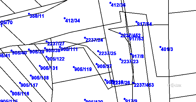 Parcela st. 2237/25 v KÚ Rajhrad, Katastrální mapa