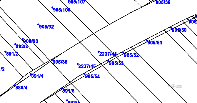 Parcela st. 2237/44 v KÚ Rajhrad, Katastrální mapa