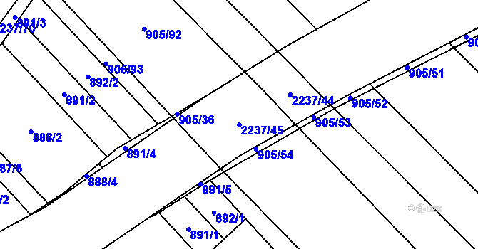 Parcela st. 2237/45 v KÚ Rajhrad, Katastrální mapa