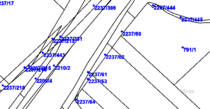 Parcela st. 2237/62 v KÚ Rajhrad, Katastrální mapa