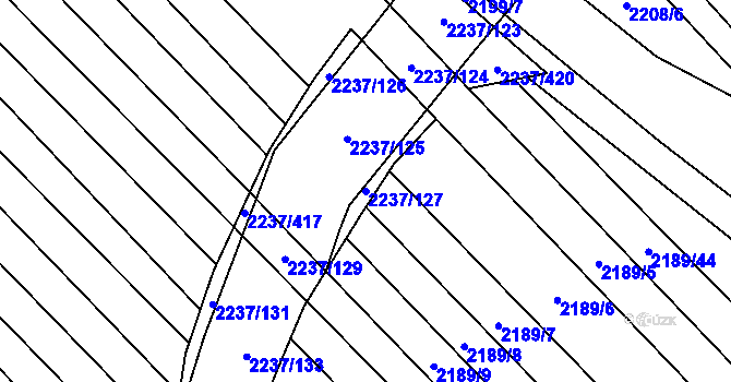 Parcela st. 2237/127 v KÚ Rajhrad, Katastrální mapa