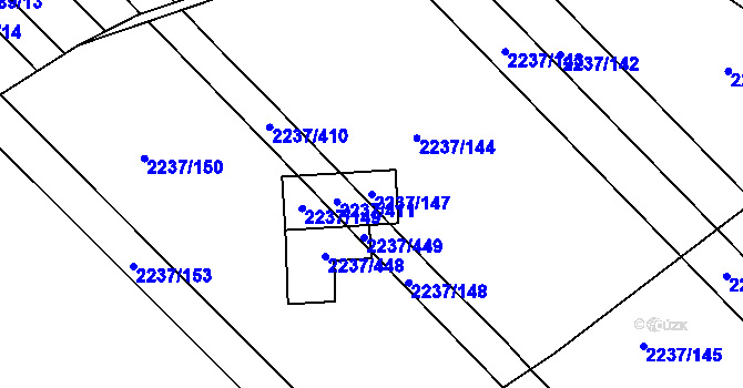 Parcela st. 2237/147 v KÚ Rajhrad, Katastrální mapa