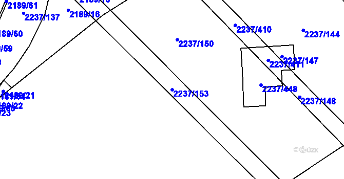 Parcela st. 2237/153 v KÚ Rajhrad, Katastrální mapa