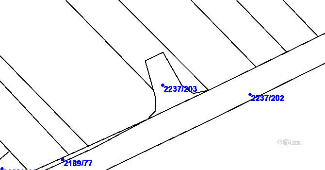 Parcela st. 2237/203 v KÚ Rajhrad, Katastrální mapa
