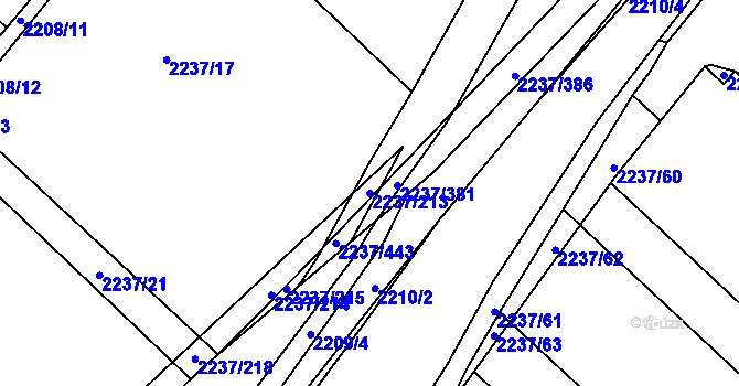 Parcela st. 2237/213 v KÚ Rajhrad, Katastrální mapa