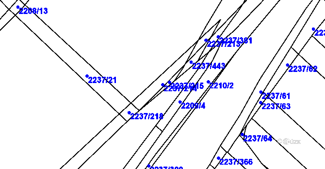 Parcela st. 2237/214 v KÚ Rajhrad, Katastrální mapa