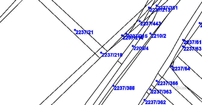 Parcela st. 2237/218 v KÚ Rajhrad, Katastrální mapa