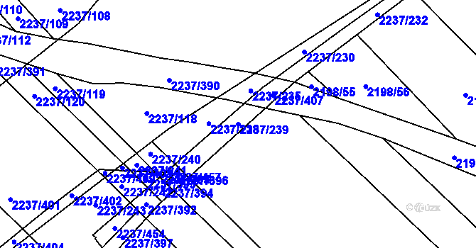 Parcela st. 2237/239 v KÚ Rajhrad, Katastrální mapa