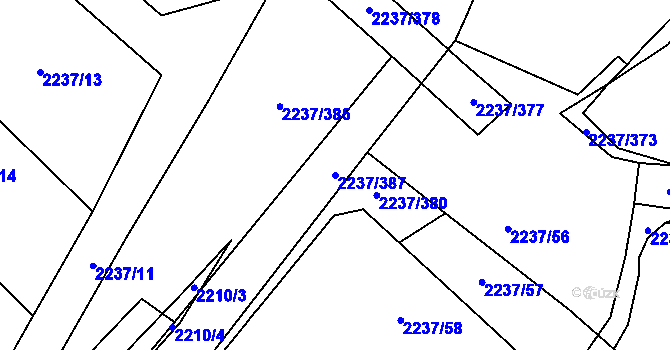 Parcela st. 2237/387 v KÚ Rajhrad, Katastrální mapa