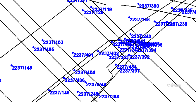 Parcela st. 2237/402 v KÚ Rajhrad, Katastrální mapa