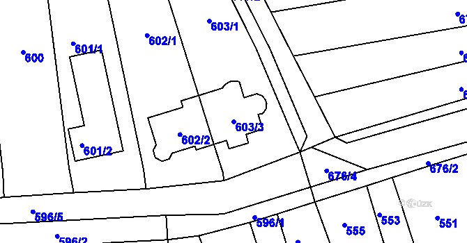 Parcela st. 603/3 v KÚ Rajhrad, Katastrální mapa
