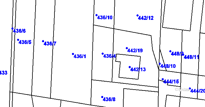Parcela st. 436/4 v KÚ Rajhrad, Katastrální mapa