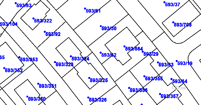 Parcela st. 593/62 v KÚ Rajhrad, Katastrální mapa