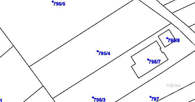 Parcela st. 795/4 v KÚ Rajhrad, Katastrální mapa