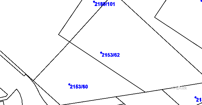 Parcela st. 2153/62 v KÚ Rajhrad, Katastrální mapa