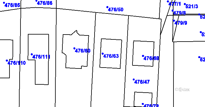 Parcela st. 476/63 v KÚ Rajhrad, Katastrální mapa