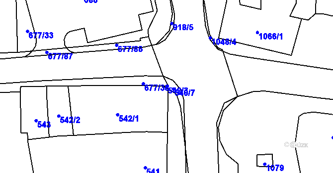 Parcela st. 542/3 v KÚ Rajhrad, Katastrální mapa
