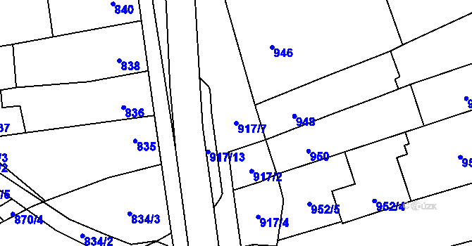 Parcela st. 917/7 v KÚ Rajhrad, Katastrální mapa