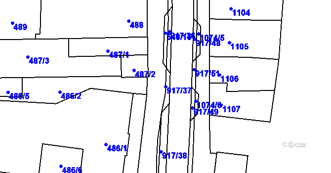 Parcela st. 917/37 v KÚ Rajhrad, Katastrální mapa