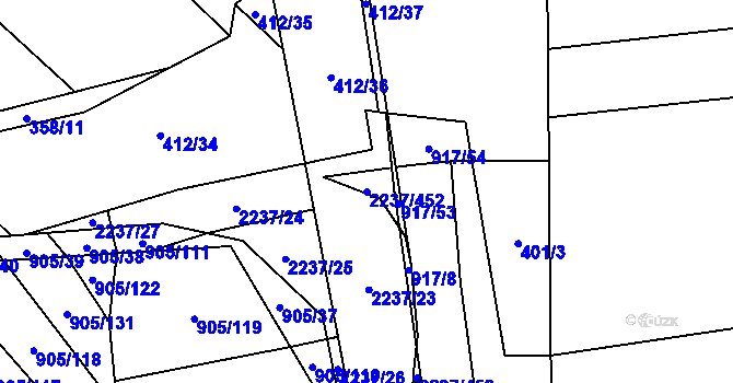 Parcela st. 2237/452 v KÚ Rajhrad, Katastrální mapa