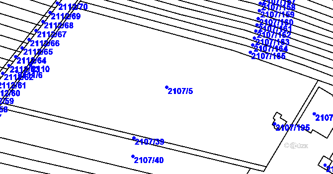Parcela st. 2107/5 v KÚ Rajhrad, Katastrální mapa