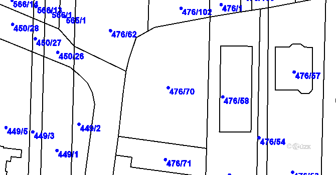 Parcela st. 476/70 v KÚ Rajhrad, Katastrální mapa