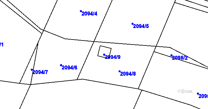Parcela st. 2094/9 v KÚ Rajhrad, Katastrální mapa