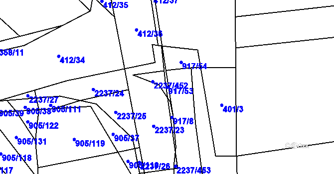 Parcela st. 917/53 v KÚ Rajhrad, Katastrální mapa