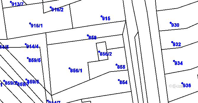 Parcela st. 856/2 v KÚ Rajhrad, Katastrální mapa