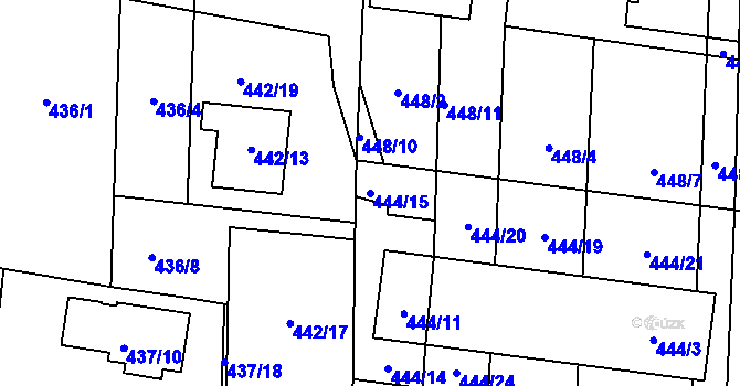 Parcela st. 444/15 v KÚ Rajhrad, Katastrální mapa