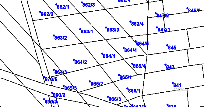 Parcela st. 864/1 v KÚ Rajhrad, Katastrální mapa